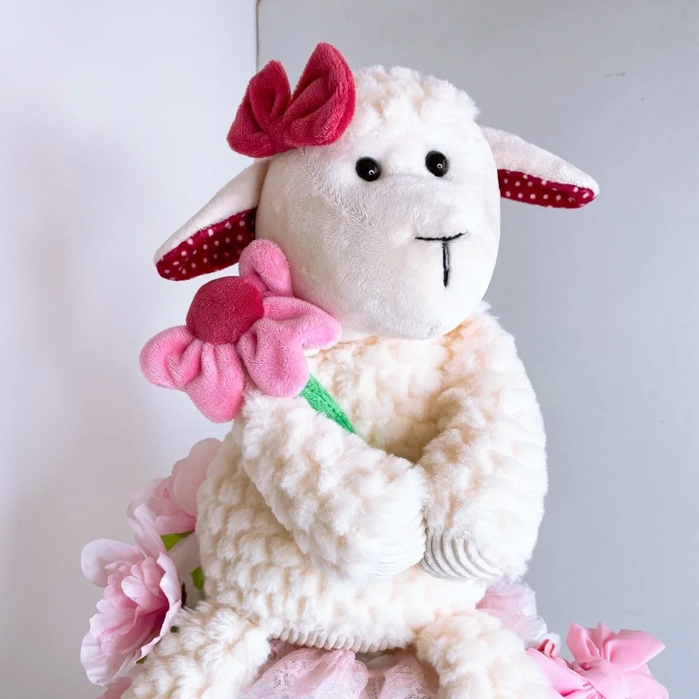 Lamb Diaper Cake, Girl Lamb Diaper Cake